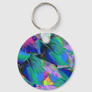 Psychedelic Tree Leaves Key Ring