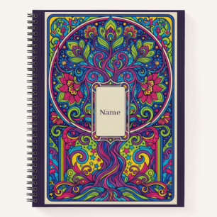 Psychedelic Tree of Life Neon Mandala Journal