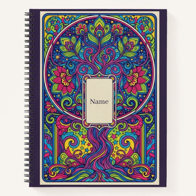 Psychedelic Tree of Life Neon Mandala Journal (Front)