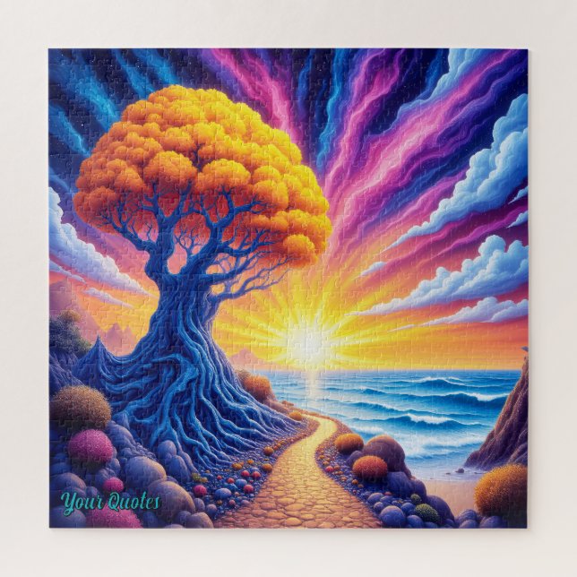 Psychedelic Tree Sunset Surreal Landscape Jigsaw Puzzle (Vertical)