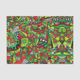Psychedelic Tribal Abstract Colourful Composition Tissue Paper
