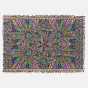 Psychedelic Trip Flower Throw Blanket