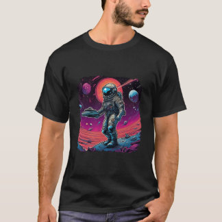 Psychedelic Trippy Black Light Astronaut Space Art T-Shirt