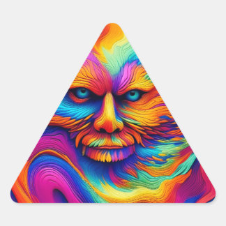 Psychedelic Trippy Colourful Abstract Paint Splash Triangle Sticker