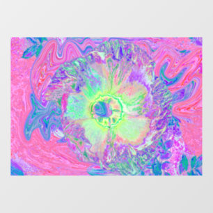 Psychedelic Trippy Lime Green and Purple Hibiscus