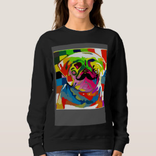 Psychedelic Trippy Moustache Pug Sweatshirt
