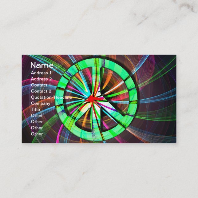 Psychedelic Trippy Peace Sign Business Card (Front)
