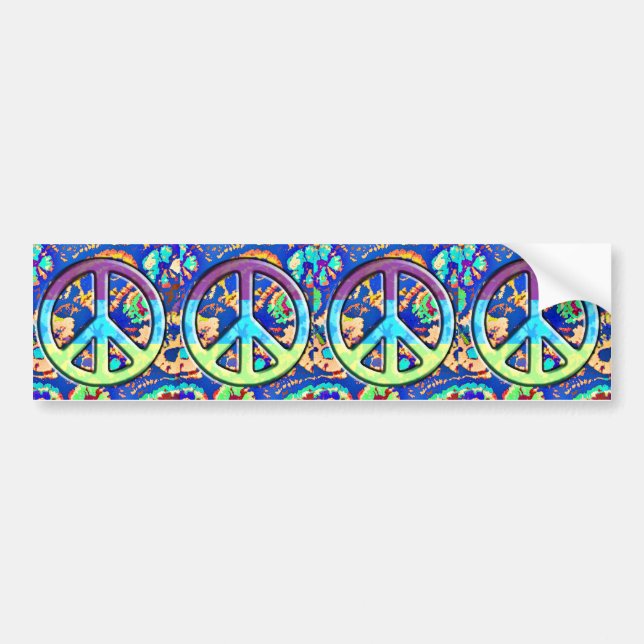 Psychedelic Trippy Purple Peace Sign Bumper Sticker (Front)