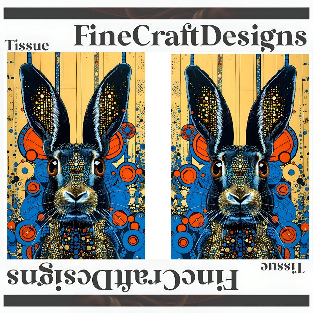 Psychedelic Trippy Rabbit Hare Decoupage L&R 151 Tissue Paper (Creator Uploaded)