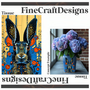 Psychedelic Trippy Rabbit Hare Decoupage Left 151 Tissue Paper