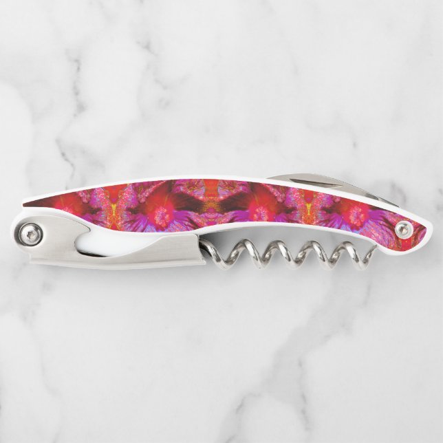 Psychedelic Trippy Retro Red Hibiscus Flower Corkscrew (Front)