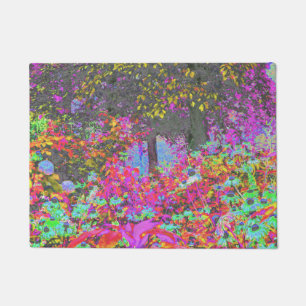 Psychedelic Tropical Festival Garden Sunrise Doormat