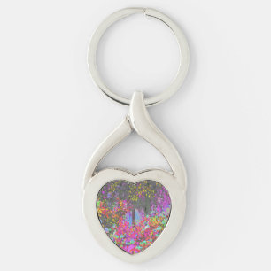 Psychedelic Tropical Festival Garden Sunrise Key Ring