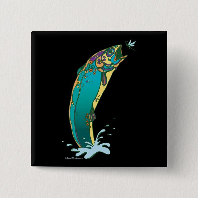 Psychedelic Trout Fishing 15 Cm Square Badge (Front)