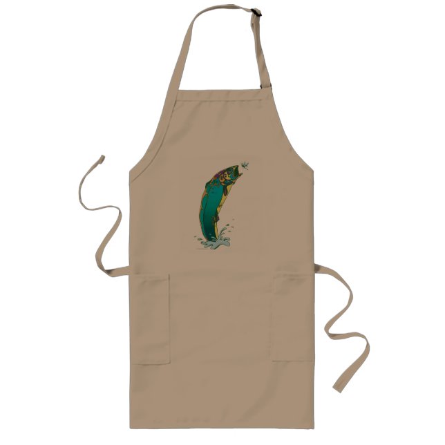 Psychedelic Trout Fishing Long Apron (Front)