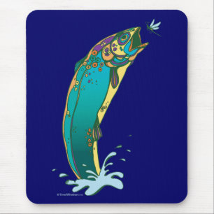 Psychedelic Trout Fishing Mouse Pad