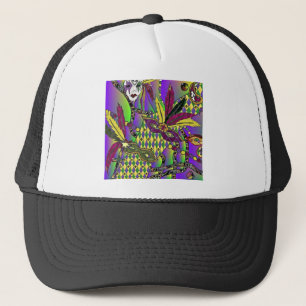 Psychedelic Tuesday Gras Feather Masks Trucker Hat