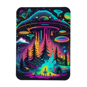 Psychedelic UFO Fantasy Art Magnet