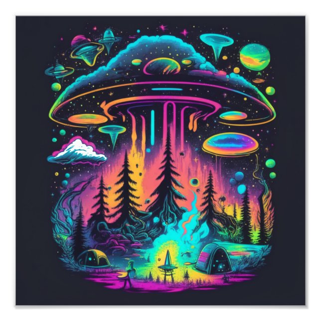 Psychedelic UFO Fantasy Art Photo Print (Front)