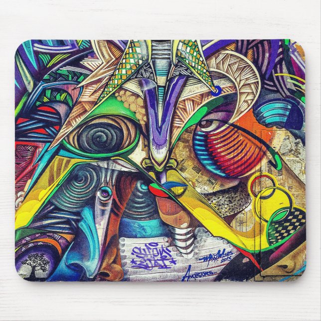 Psychedelic Urban Graffiti Mouse Pad (Front)