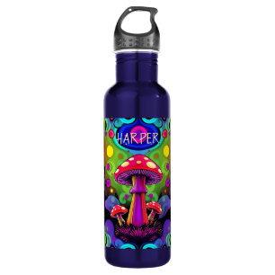 Psychedelic Vibrant Colourful Retro Mushrooms 710 Ml Water Bottle