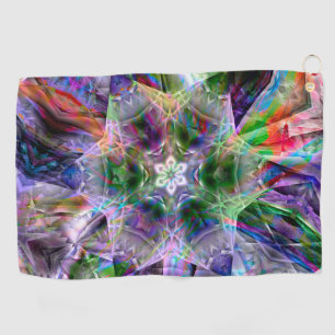 Psychedelic virtual star, acrylic or neon abstract golf towel