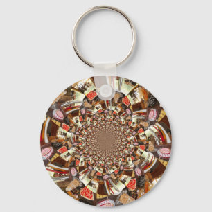 Psychedelic Vision of Brown Hues Key Ring