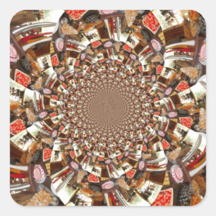 Psychedelic Vision of Brown Hues Square Sticker