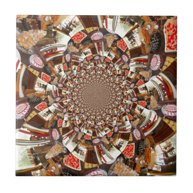 Psychedelic Vision of Brown Hues Tile (Front)