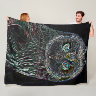 Psychedelic Vision Owl Spirit Animal Totem Fleece Blanket
