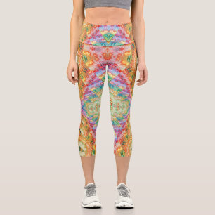Psychedelic Visionary Geometric Art V1 Capri Leggings