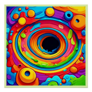 Psychedelic Vortex Colourful Abstract Poster
