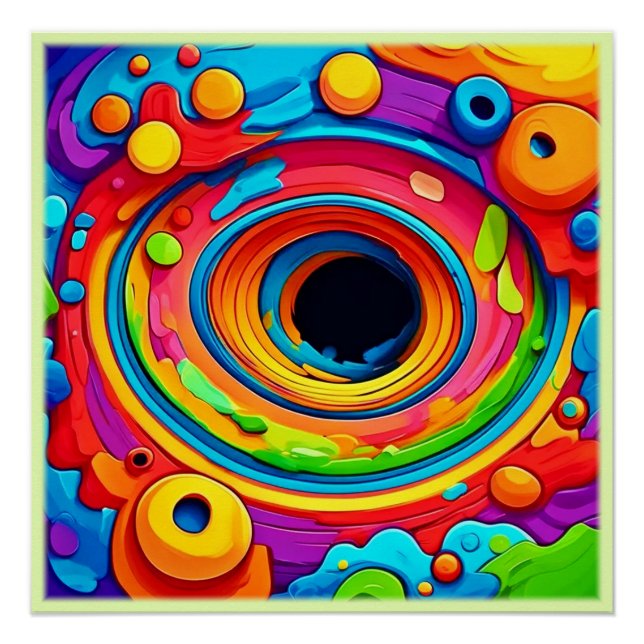 Psychedelic Vortex Colourful Abstract Poster (Front)