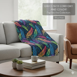 Psychedelic Vortex Leaves Fleece Blanket