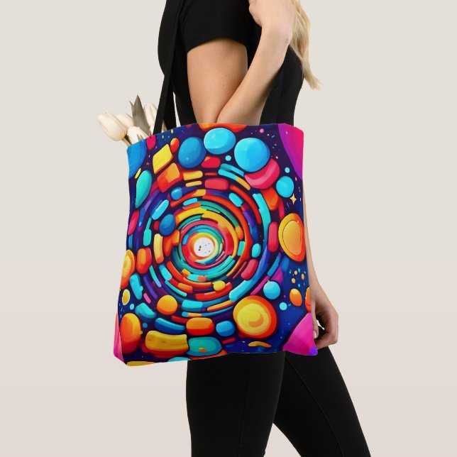 Psychedelic Vortex of Colour Tote Bag (Close Up)