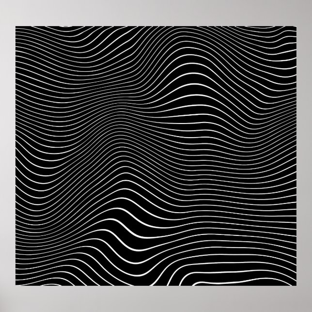 Psychedelic Wavy: Black White Background Poster (Front)