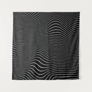 Psychedelic Wavy: Black White Background Tapestry
