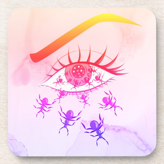 Psychedelic Weird Trippy Hippie Horror Coaster (Front)