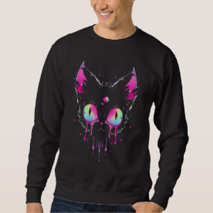 Psychedelic Weirdcore Cat Weird Gothic Punk Emo Ed Sweatshirt