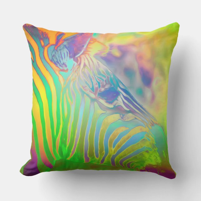 Psychedelic Wild Life Zebra Cushion (Front)
