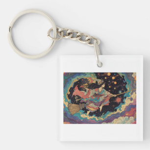 Psychedelic witch keyring
