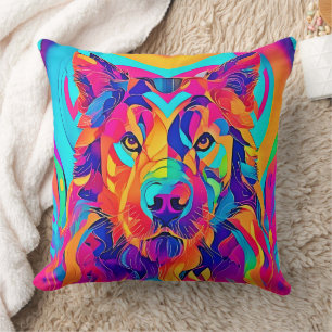 Psychedelic Wolf Majesty Cushion