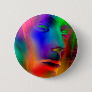 Psychedelic Woman Face 6 Cm Round Badge