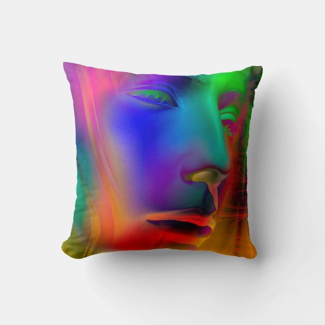 Psychedelic Woman Face Cushion (Front)