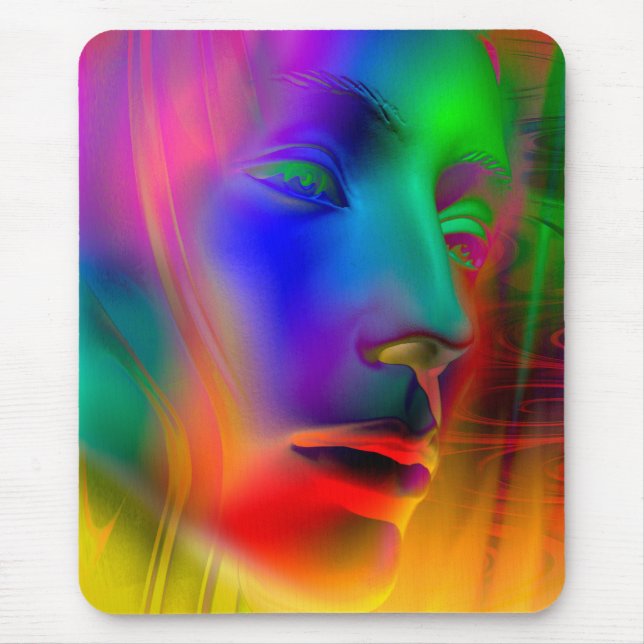 Psychedelic Woman Face Mouse Pad (Front)