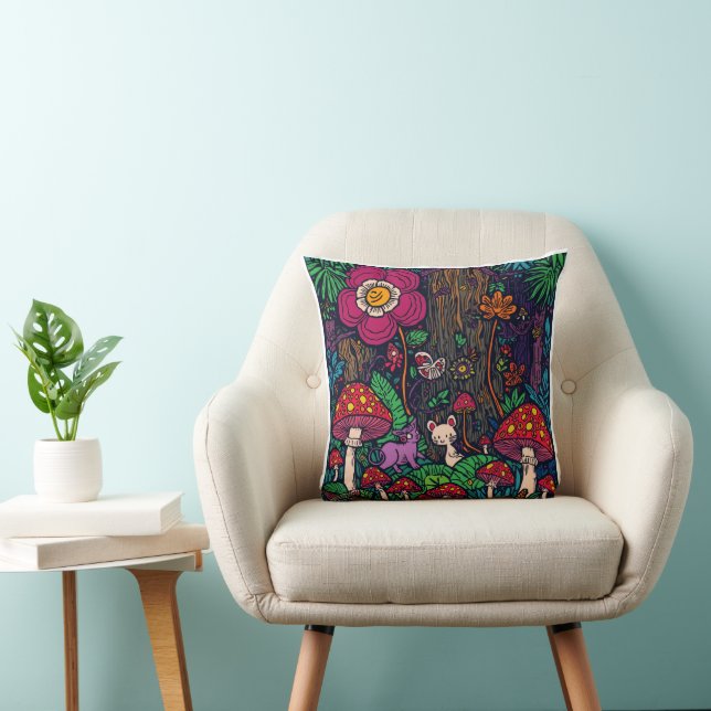 Psychedelic woodland cushion (Chair)