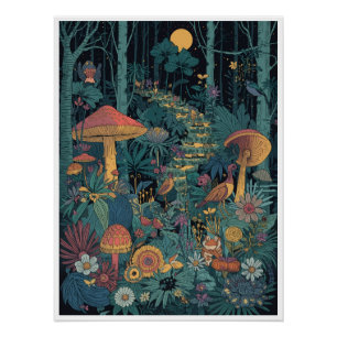 Psychedelic woodland poster