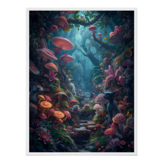 Psychedelic woodland poster