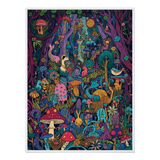 Psychedelic woodland poster