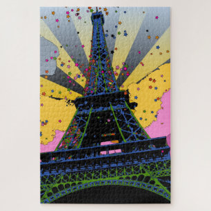 Psychedelic World: Eiffel Tower, Paris France A1 Jigsaw Puzzle